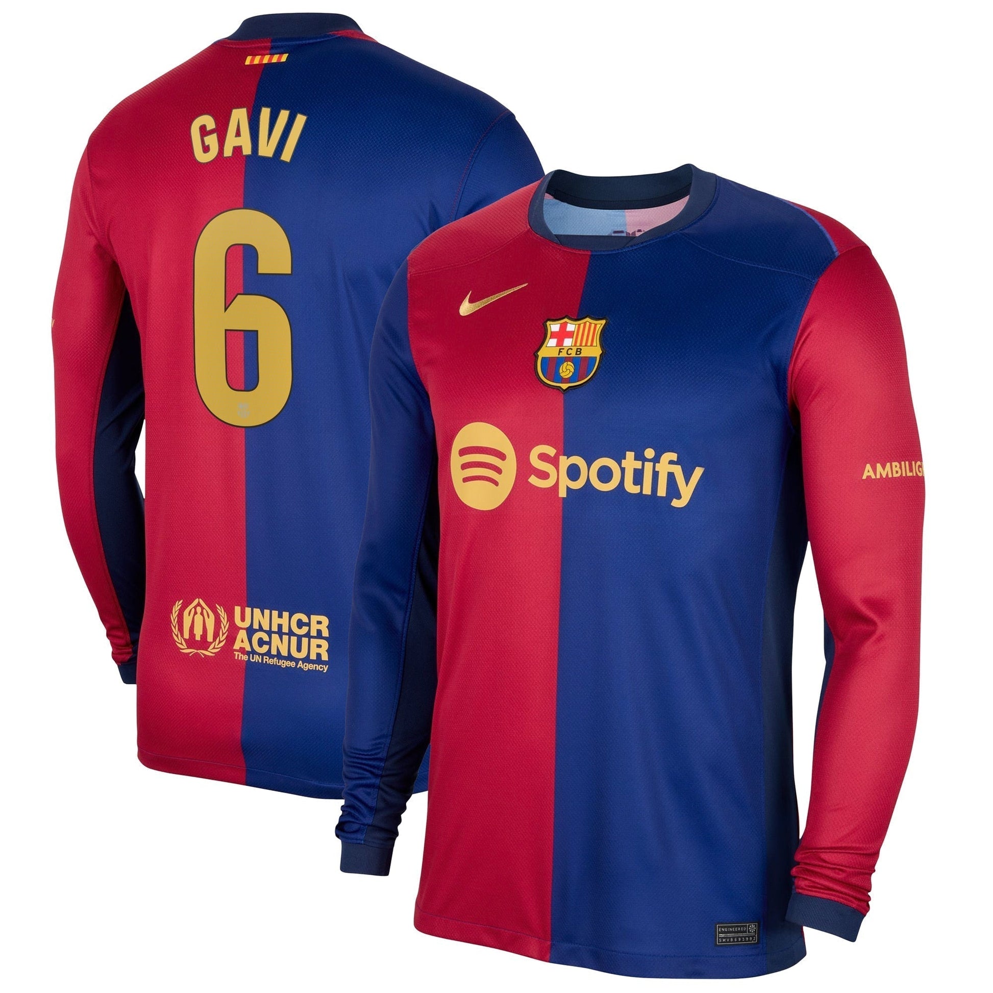 Gavi Barcelona 6 2024/25 Home Long Sleeve Player Soccer Shirt - Royal