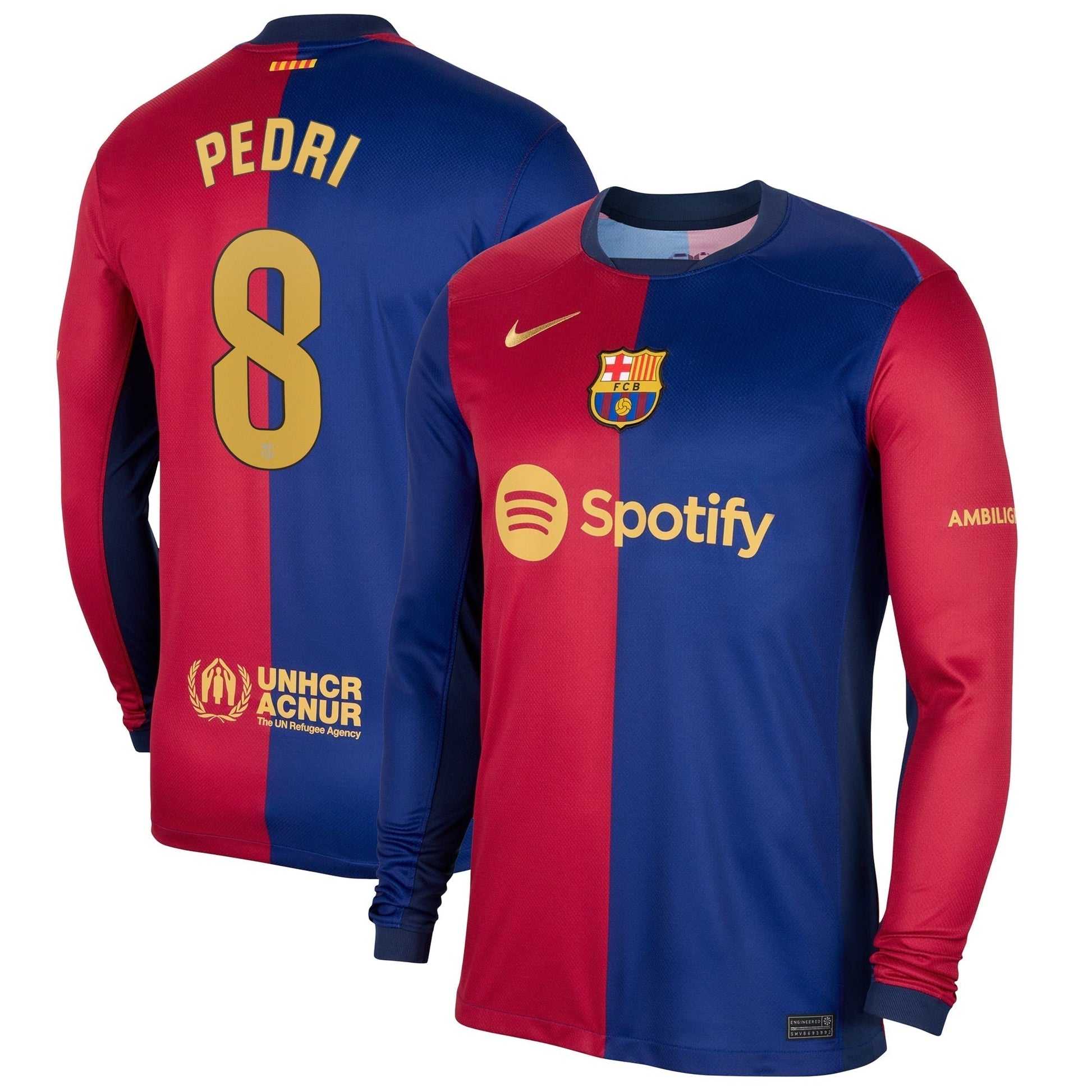 Pedri Barcelona 2024/25 Home Long Sleeve Player Soccer Shirt - Royal