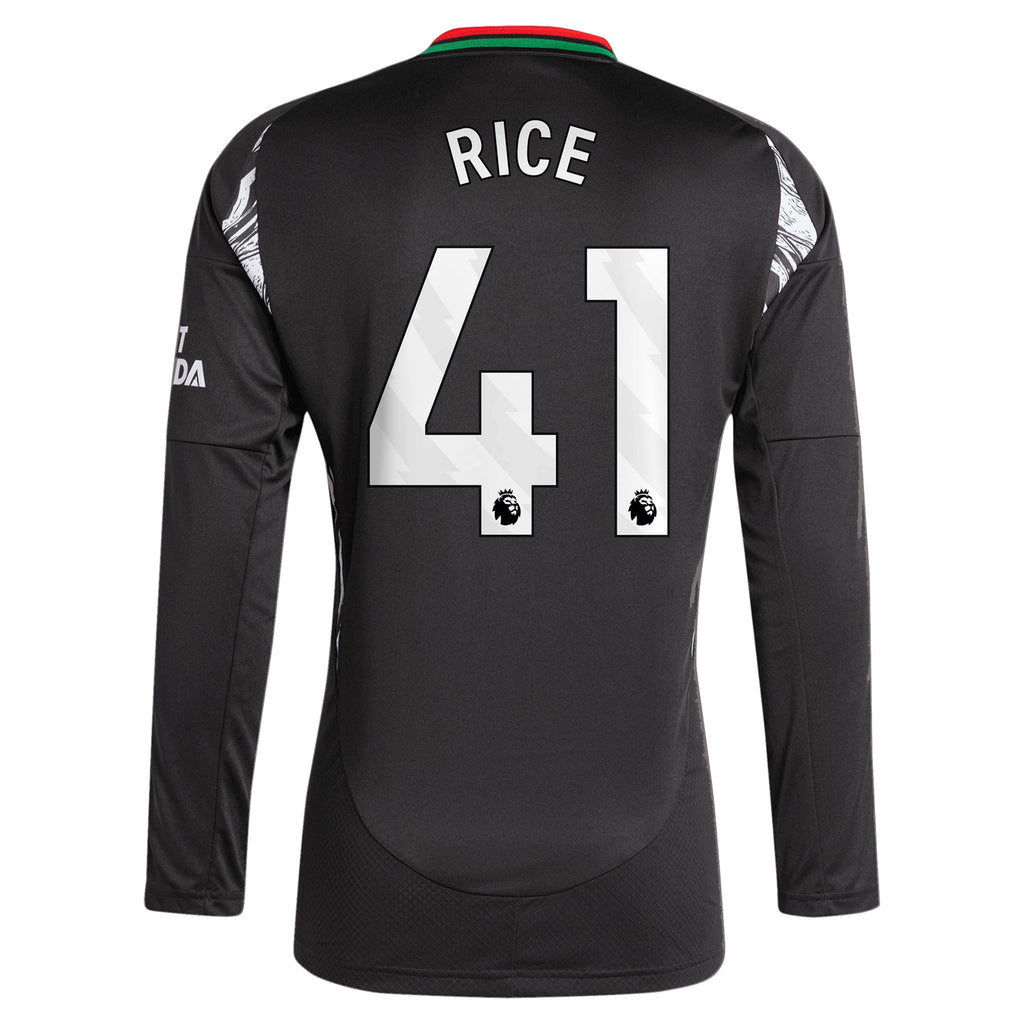Arsenal Away Shirt 2024-25 - Long Sleeve with Rice 41 printing Soccer Shirt - Black