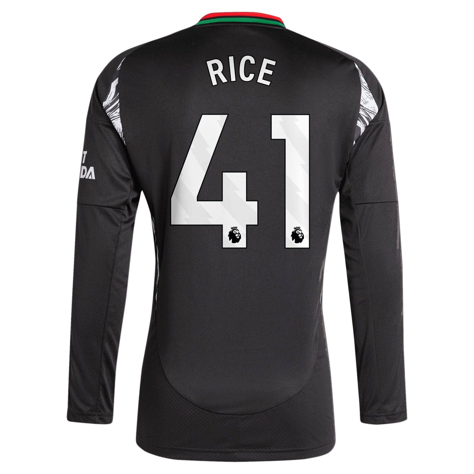 Arsenal Away Shirt 2024-25 - Long Sleeve with Rice 41 printing Soccer Shirt - Black