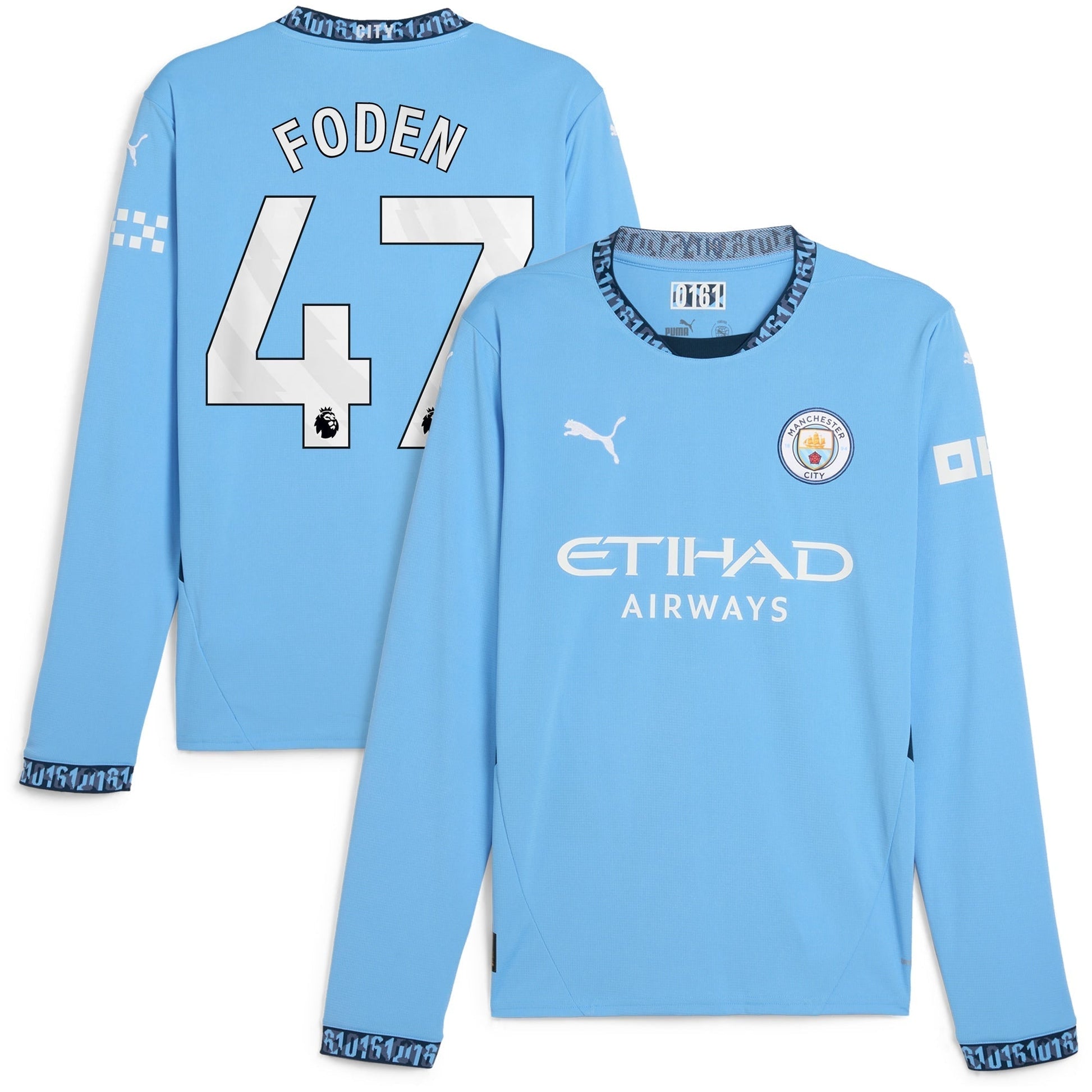 Manchester City Home Shirt 2024-25 - Long Sleeve with Foden 47 printing Soccer Shirt - Blue