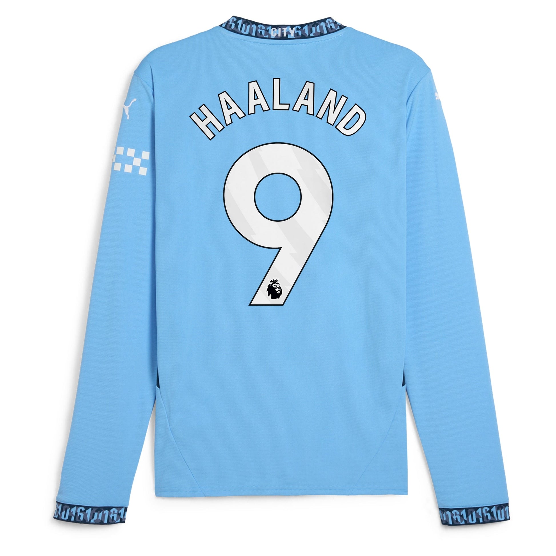 Manchester City Home Shirt 2024-25 - Long Sleeve with Haaland 9 printing Soccer Shirt - Blue