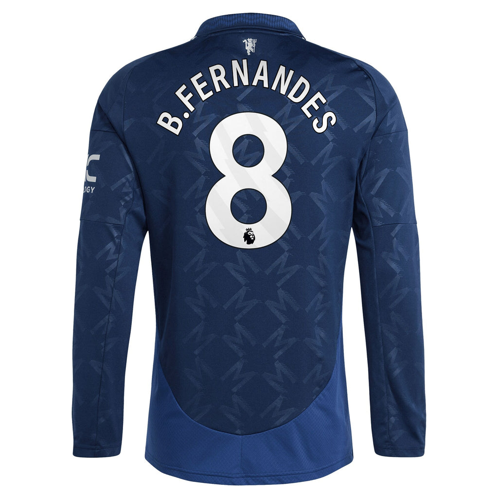 Manchester United EPL Away Shirt 2024-25 - Long sleeve with B.Fernandes 8 printing Soccer Shirt - Blue