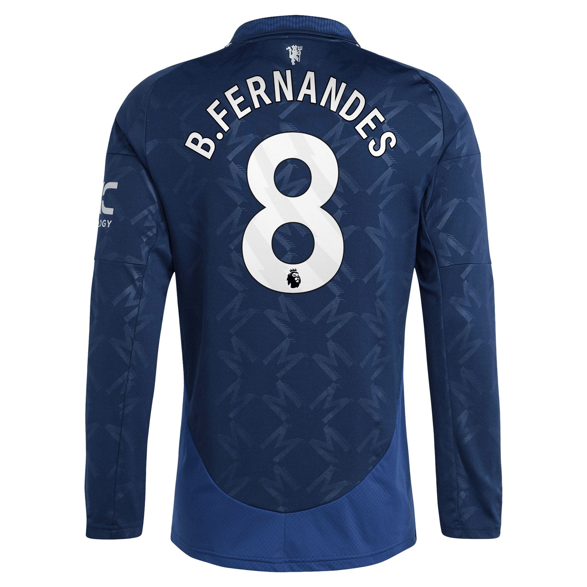 Manchester United EPL Away Shirt 2024-25 - Long sleeve with B.Fernandes 8 printing Soccer Shirt - Blue
