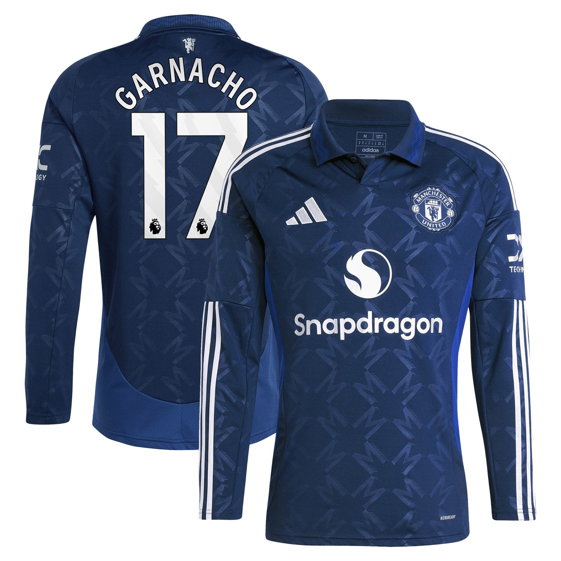 Manchester United EPL Away Shirt 2024-25 - Long sleeve with Garnacho 17 printing Soccer Shirt - Blue