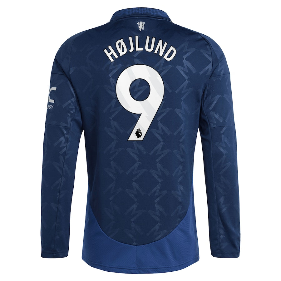 Manchester United EPL Away Shirt 2024-25 - Long sleeve with Højlund 9 printing Soccer Shirt - Blue
