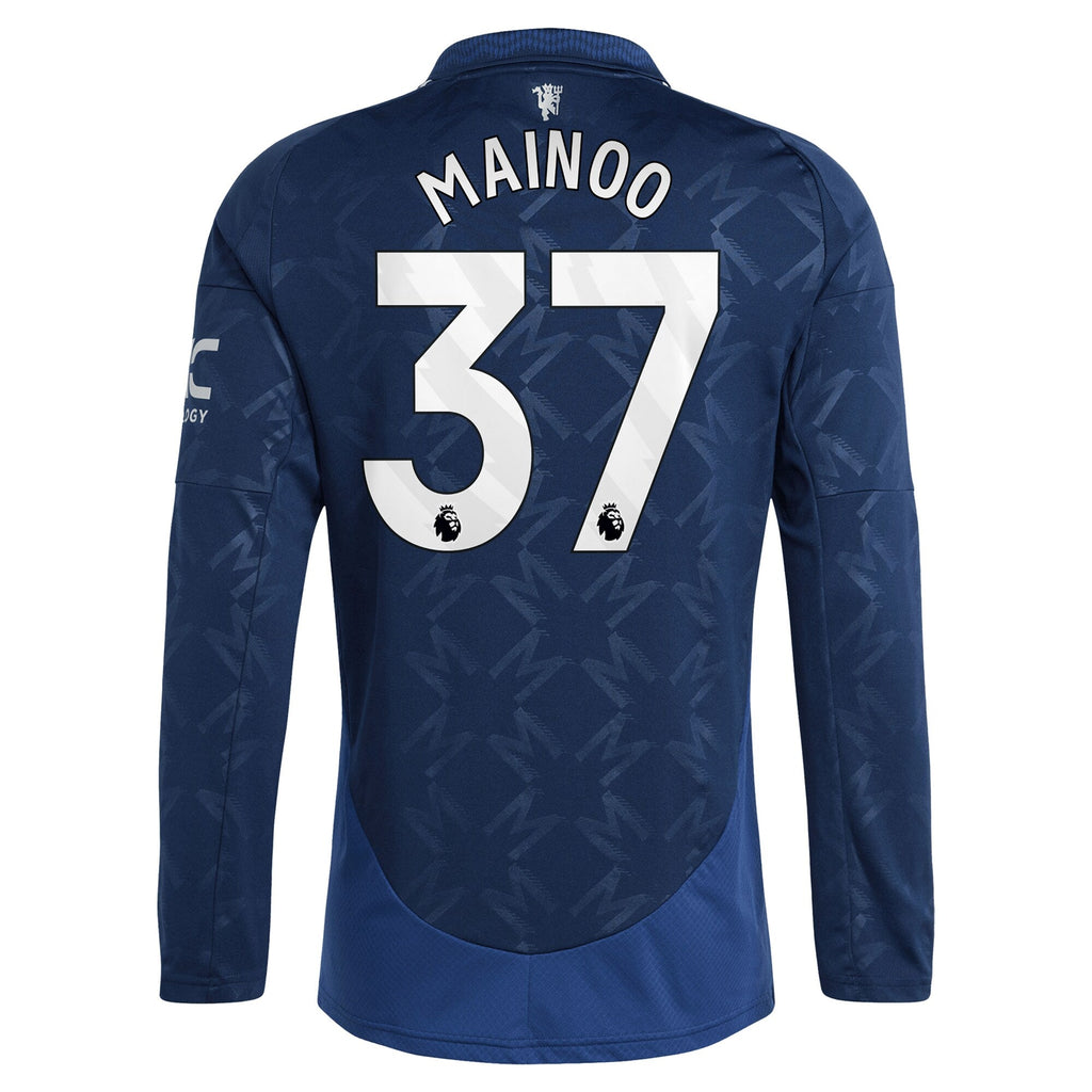 Manchester United EPL Away Shirt 2024-25 - Long sleeve with Mainoo 37 printing Soccer Shirt - Blue