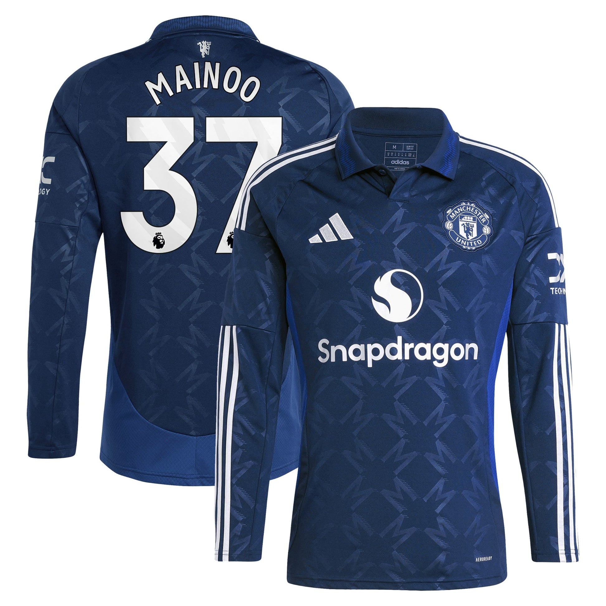 Manchester United EPL Away Shirt 2024-25 - Long sleeve with Mainoo 37 printing Soccer Shirt - Blue