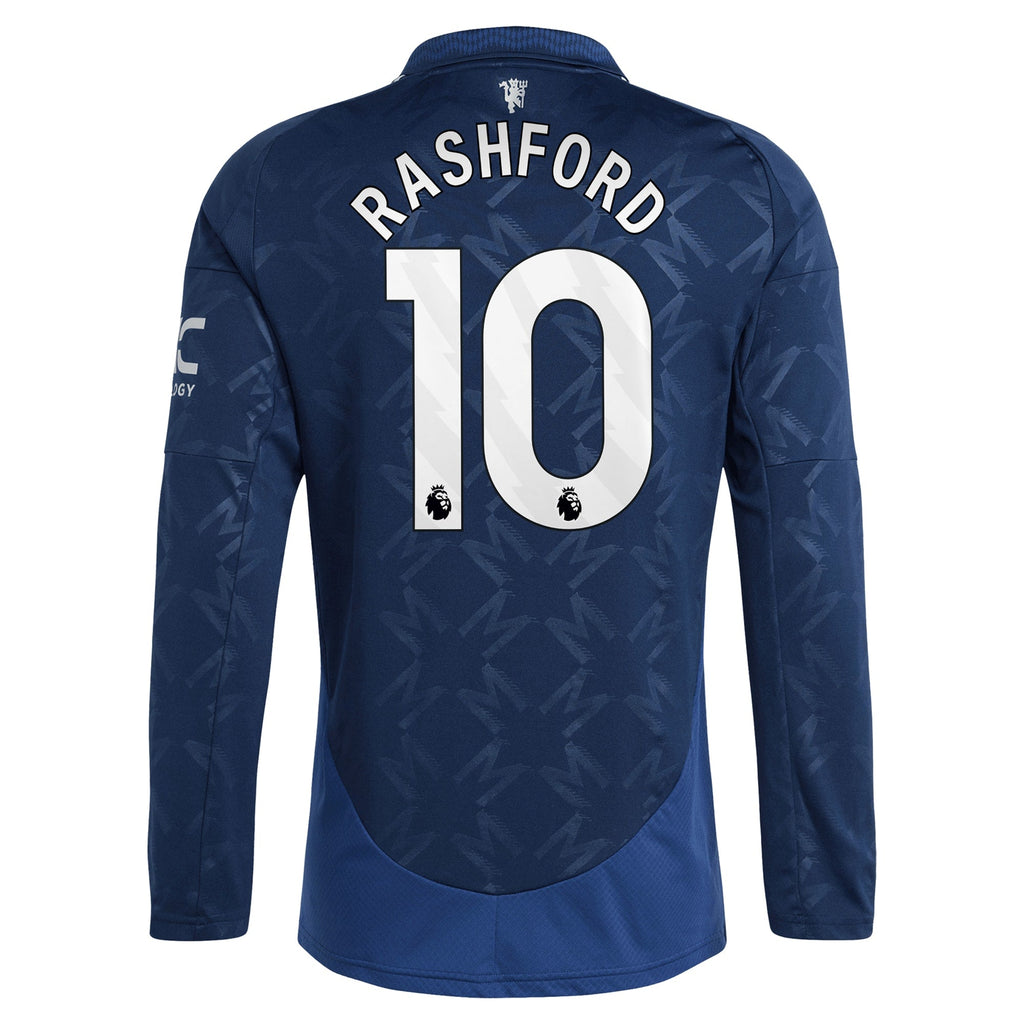 Manchester United EPL Away Shirt 2024-25 - Long sleeve with Rashford 10 printing Soccer Shirt - Blue