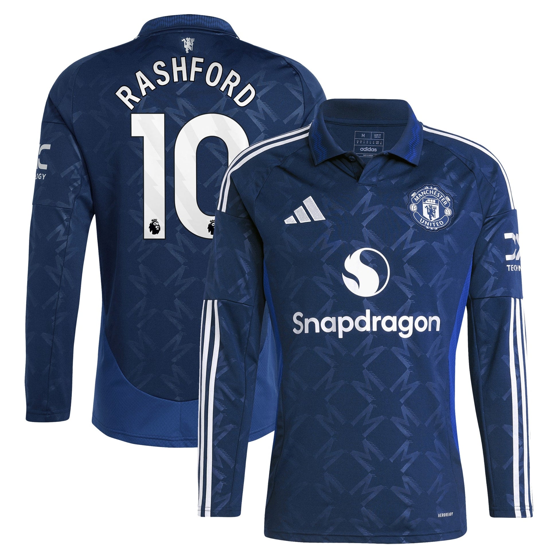 Manchester United EPL Away Shirt 2024-25 - Long sleeve with Rashford 10 printing Soccer Shirt - Blue