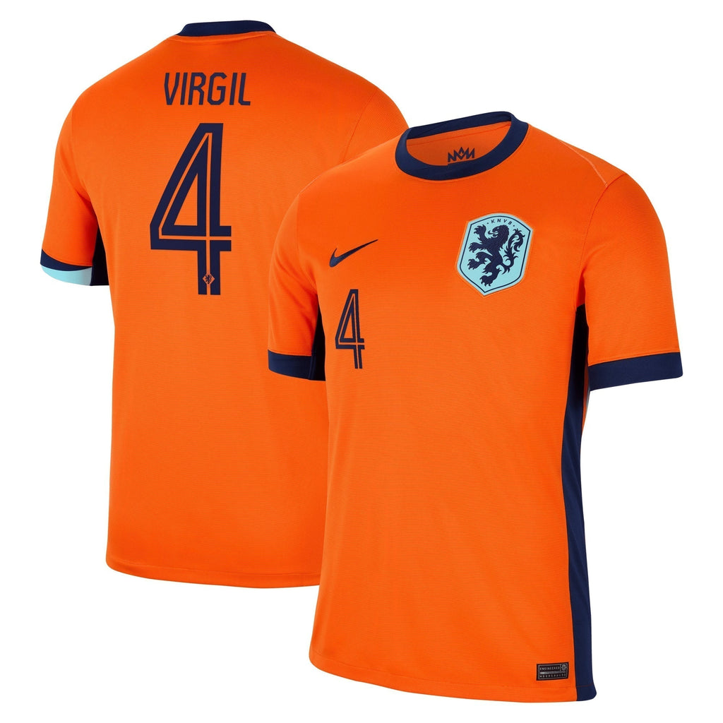 Netherlands Home Stadium Shirt 2024 with Virgil 4 printing Soccer Shirt - Orange